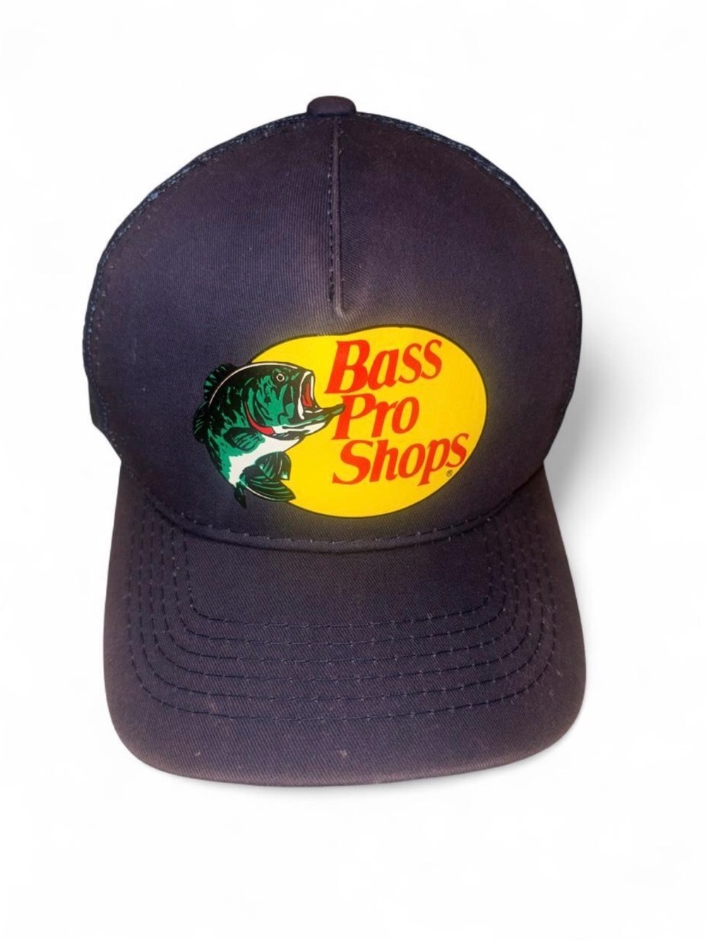 Bass Pro Shops Black Cap with Yellow Logo and Green Fish